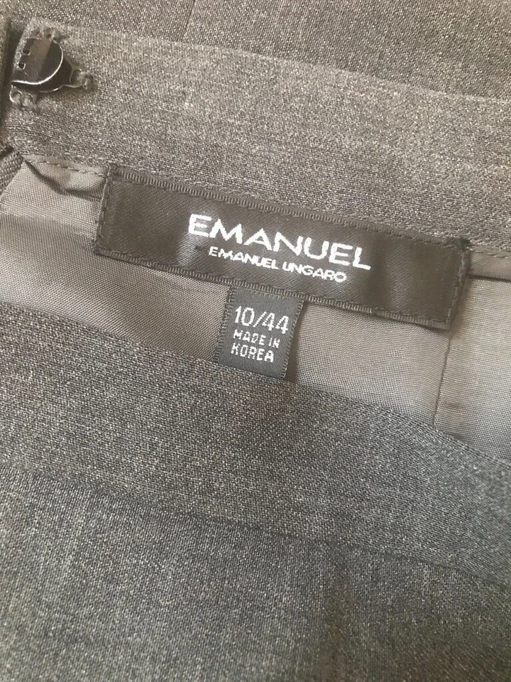 复古 20 世纪 90 年代 Emanuel Ungaro 灰色直筒铅笔裙 10 秘书学院风 — 第 4/4 张图片