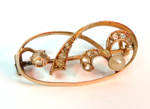 Gold Brosche m. Diamanten - Bild 7 von 7