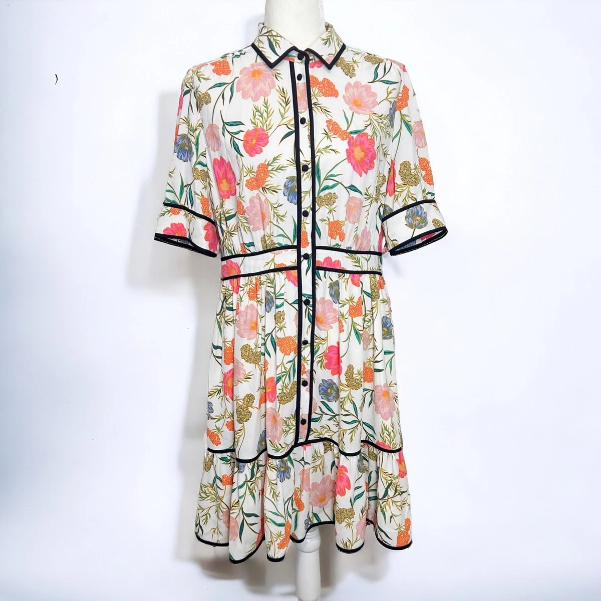 Kate Spade Picnic Perfect Floral Blossom Fluid Shirt Dress 12