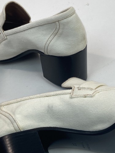 Laurence Dacade Canvas Penny Loafers Tracy Block Heeled Stud Italy 38 7.5 - Picture 10 of 11
