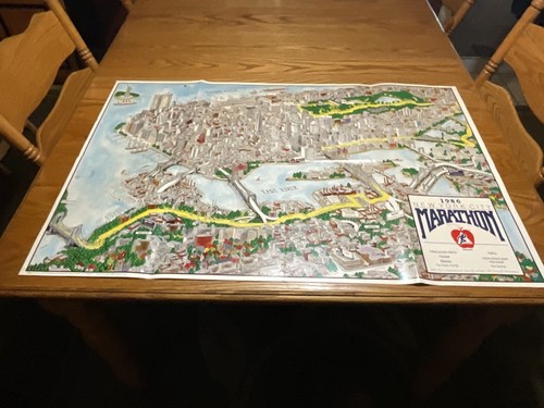 New York City Marathon Poster 1986 32 x 22 good condition Very Rare - Picture 1 of 13