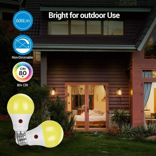 DEWENWILS 4-Pack LED Light Bulbs Outdoor Dusk to Dawn Sensor A19 Amber Glow Bulb - Picture 4 of 7