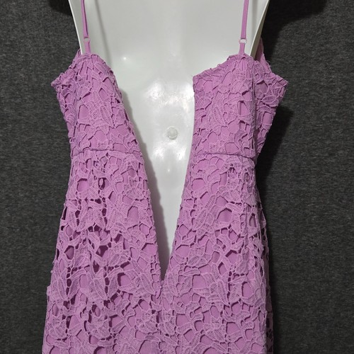 ASTR the Label Dress Womens Medium A Line Midi Lace Floral Overlay Lilac Fairy - Picture 8 of 11