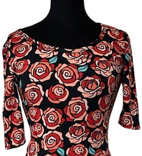 LuLaRoe Fit & Flare Maxi Red Floral Dress Multicolor Poly Blend Women's Size S - Picture 5 of 14