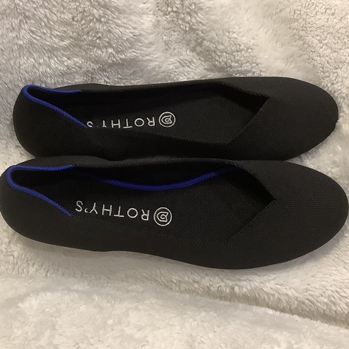 Rothy's The Flat Black Solid Knit Fabric Textile Ballet Flats Women’s US 7.5 - Picture 3 of 11