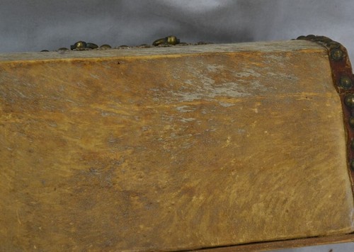 antique early box 19th c dome top hide cover 12x6x7 carry document 18th 19th c - Picture 6 of 10