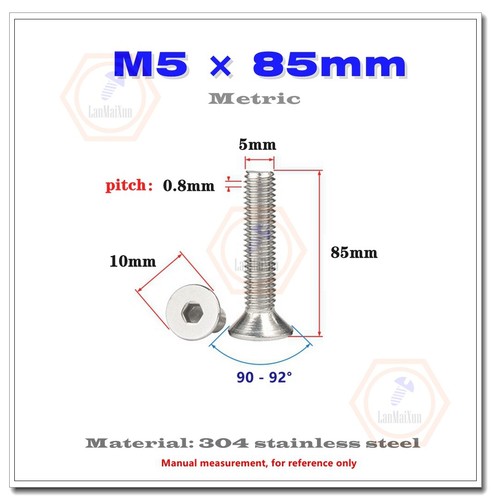 Bullone a vite testa piatta testa affondata testa esagonale a brugola inox M4/M5/M6 304 6mm-150mm - Foto 51 di 86