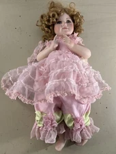PORCELAIN DOLL LILAC ANGEL Art  Valerie Tabor 16”  W/hat Tote6