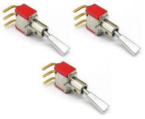 6pc Lot C/&K 7103 MINIATURE TOGGLE SWITCH SPDT C-OFF ON-OFF-ON LOCKING KT03