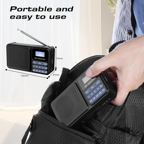 Tragbares Digitalradio Bluetooth FM DAB+ Akku USB Solar Taschenradio - Bild 6 von 10