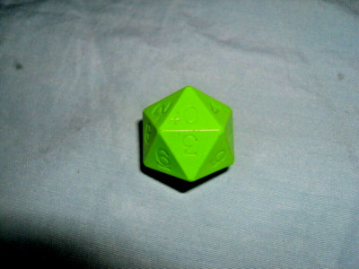 VINTAGE - LIME GREEN D&D D20 (RARE 1980s D&D D20 WITH (+) SIGNS BY GAMESCIENCE!)