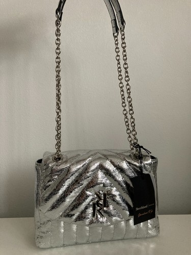 RIVER ISLAND Silver quilted chain strap shoulder bag designer NEW WITH TAGS - Picture 9 of 23