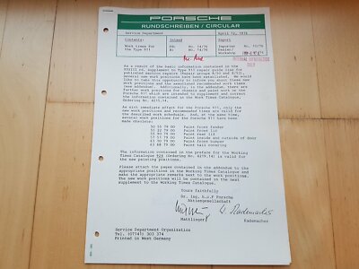 TECHNICAL INFORMATION Service Department Work times PORSCHE 924 911 04 1976