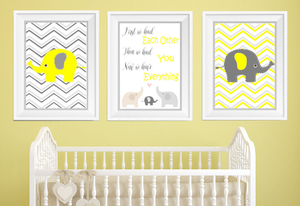 yellow and grey elephant nursery