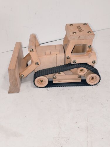 Tonka Wooden Bulldozer Toy Heavy Duty Machinery 8” Complete With rubber tracks