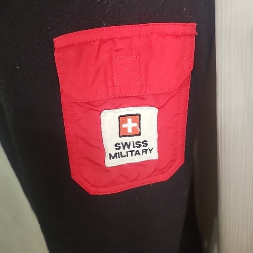 SWISS MILITARY Mens 1/3 Zip Pullover Size Med Black Insulated Fleece No Cord - Picture 2 of 6