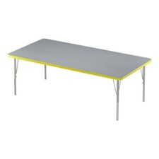 Correll 36"W Commercial Laminate Wood Top Activity Table in Gray Granite/Yellow