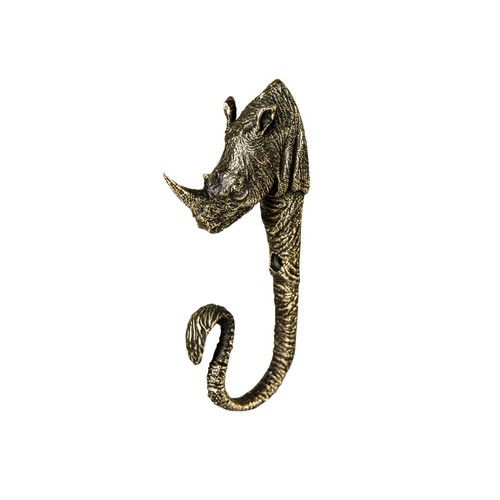 Wall hook with a rhino head,Wall hooks unique,Rhino hook,Brass hook,Towel hook. - Picture 9 of 11