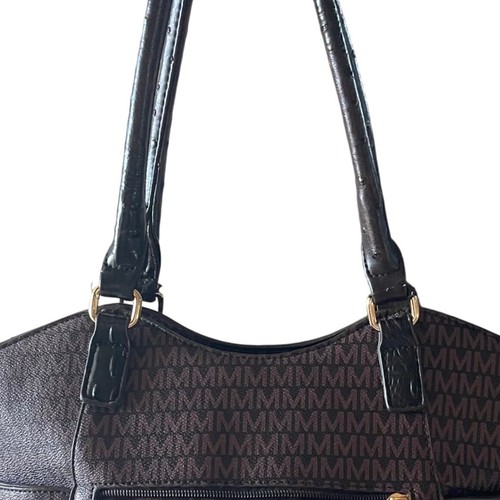 MKF Logo Tote Bag Faux Leather Satchel Shoulder Bag Designer Purse Double Handle - Picture 12 of 14