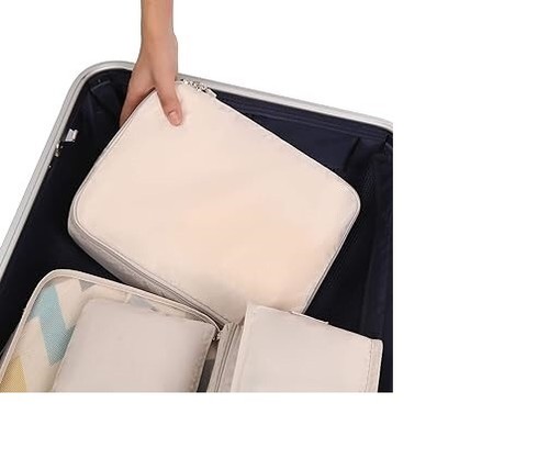 Bagail 8 Set Packing Cubes Luggage Organizer Bags Travel Cream - Picture 4 of 4