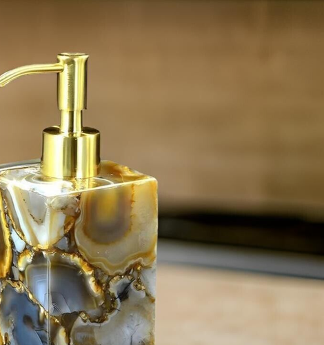 Wildachat Seifenspender, Achat Stein Nachfüller Shampoo Spender, Geschenke Deko - Bild 2 von 3