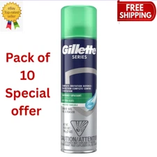 Gillette Series 3X Sensitive Shave Gel, Hydrates, Protects ,7 Ounce (Pack of 10)