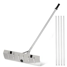 2-in-1 Aluminium Snow Roof Rake, 5-21FT Extendable Roof Rake with 25" Blade