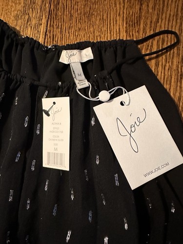 Joie Silk Dress Medium Black Metallic Silver Sparkle Whimsigoth New Althia B NWT - Bild 12 von 20