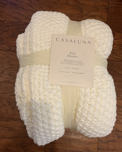 Coperta Casaluna Piena/Queen Maglia Grossa Bianca Peso Medio Lavaggio Accogliente - Foto 2 di 6
