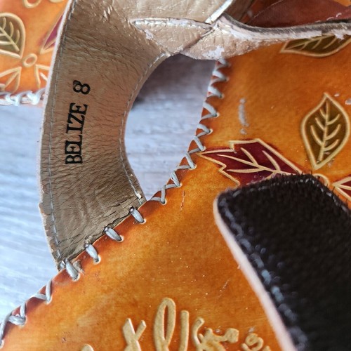 Elite by Corkys sandalo hippie arancione dolce Belize pelle boho zeppa tacco taglia 8 - Foto 9 di 18