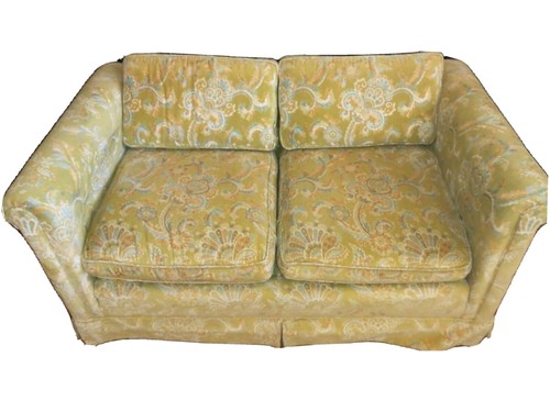 Vintage Love Seat Sofa Sette Couch Light Green w Paisley Floral Design - Picture 2 of 12