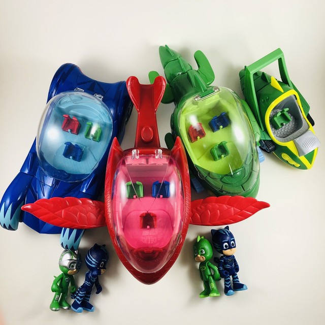 PJ Masks Deluxe Vehicles + Characters: Gecko Mobile, Catboy Car, Owlette Glider | eBay