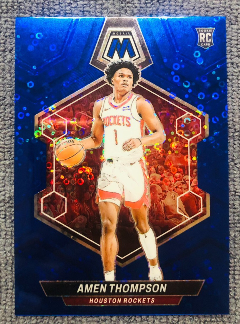 Amen Thompson BLUE DISCO FAST BREAK /85 (RC) ROOKIE 2023 Panini Mosaic #230