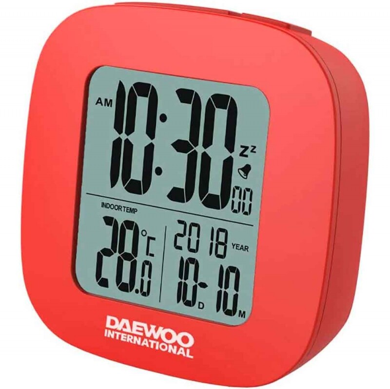 Despertador Daewoo Dcd-26r Color Rojo Despertador Digital Con Calendario Y Termo