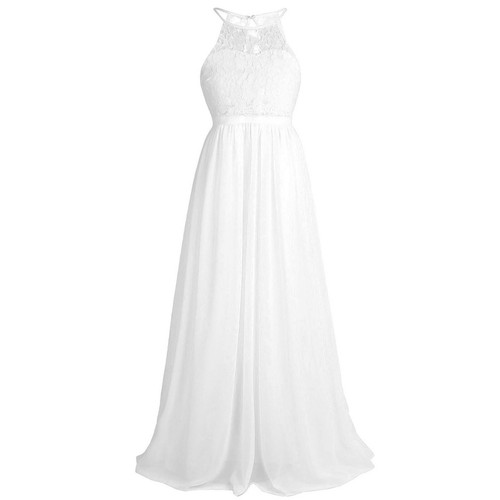 Kids Girls Lace Chiffon Flower Girl Dress Princess Wedding Bridesmaid Party Gown - Picture 55 of 61
