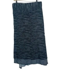 HillTribe Lightweight Wrap Midi Skirt Black Gray Sarong Size Medium