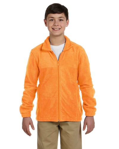 Harriton Youth 8 oz. Full-Zip Fleece M990Y 100% Spun Soft Polyester Front Yoke - Picture 9 of 12