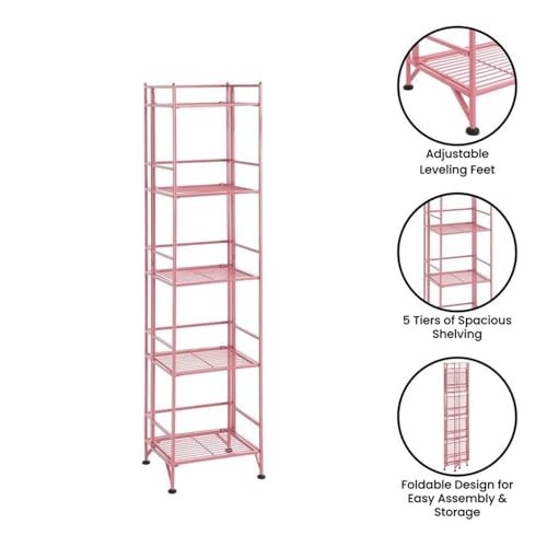 Xtra Aufbewahrungsregale - 5-stufige klappbare Metall-Aufbewahrungsregale, Schrank rosa - Bild 6 von 7