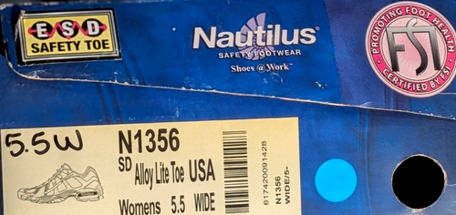 NAUTILUS WOMEN'S SIZE 5 1/2 W SAFETY ALLOY LITE TOE WORK SHOES GREY RED N1356 - Picture 4 of 6