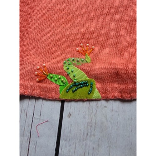 Michael Simon Salomon Colored Cardigan Sweater With Beaded Green Frogs Size M - Picture 13 of 13