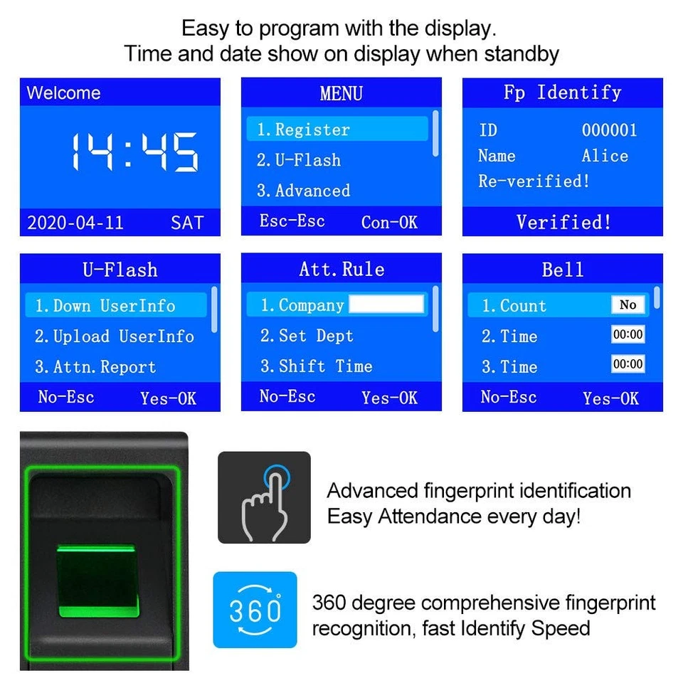 LIBO Intelligent Biometric Fingerprint Time Attendance Machine Time Clock Rec... - Image 4 of 4