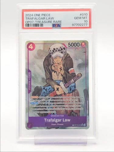 TRAFALGAR LAW 2024 ONE PIECE 3 CAPTAINS TREASURE RARE #ST10-010 PSA 10 Q1739