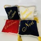 Velvet Christmas Door Hangers with Gold Tassels 5in x 5in Lot Of 4 Soft Cushion