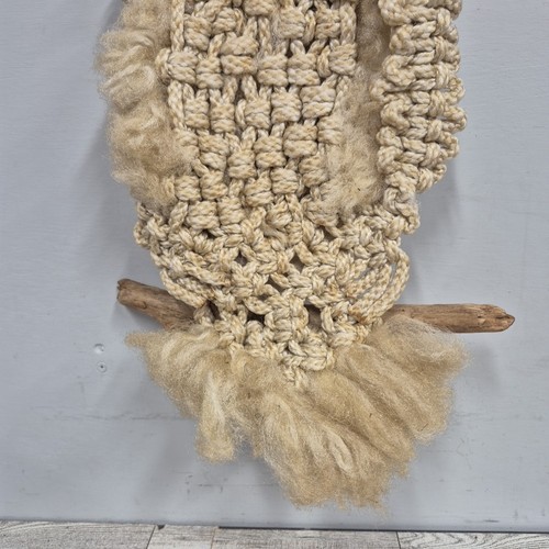 Colgador de pared vintage de 17" macramé búho difuso ojos y nariz realistas - Imagen 9 de 9