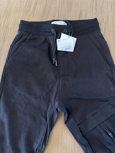 Zara Boys Black Pants Size 9 Soft Jogger Material with Drawstring - Picture 2 of 6