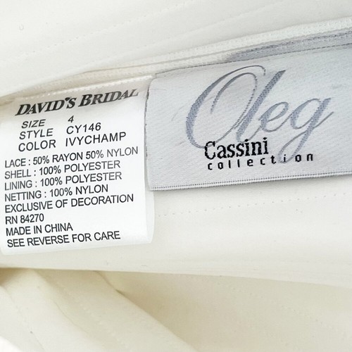 Oleg Cassini Elfenbein Satin Perlen Perlen Ballkleid Braut Hochzeitskleid Neu ohne Etikett - Bild 21 von 21