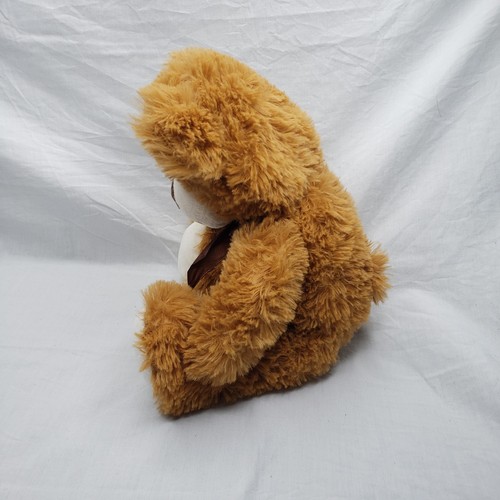 Plush Teddy Bear 13 Inches Soft Fur Brown Bow - Picture 3 of 6