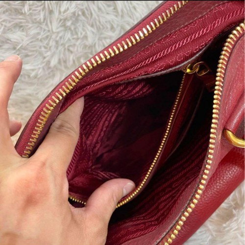 Borsa a tracolla PRADA pelle rossa VITELLO PHENIX 2 vie tote bag usata dal Giappone - Foto 11 di 12