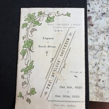 RMS Dunluce Castle Souvenir Program 1920 England To South Africa
