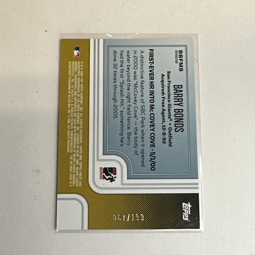 Barry Bonds 2006 Topps Finest Moments Gold Refractor /199 #BBFM8 San Francisco - Bild 7 von 12